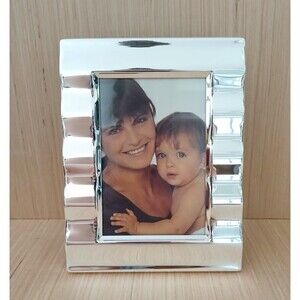 NEW In Box Impressions Silver Plated Solid Brass Wave Picture Frame Wedding Gift